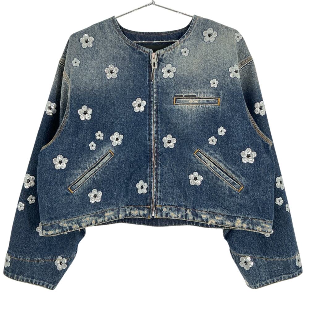 Marc Jacobs Sequined Blue Daisy Jacket Size L - Picture 3 of 4